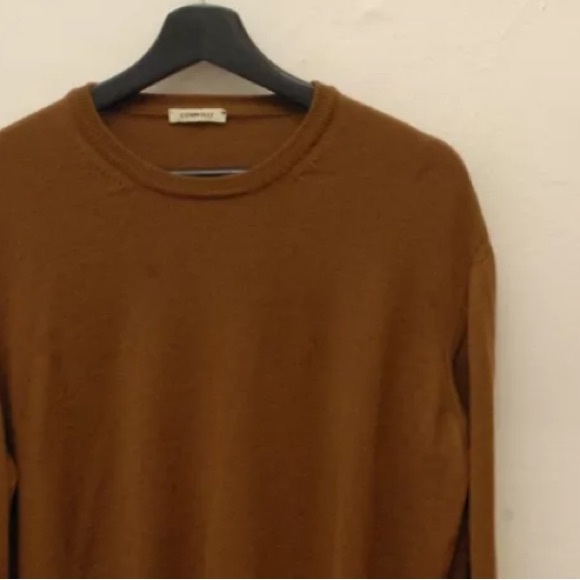 Connolly England Mustard Brown crewneck 100% Merino Wool Sweater 54 Size Large L - Picture 7 of 12